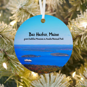 Bar Harbor from Cadillac Round Metal Ornament