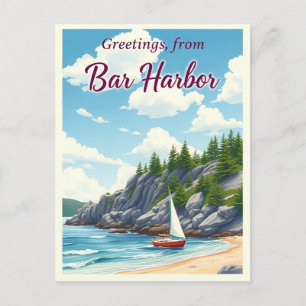 Bar Harbor, Maine – Acadia Coastlines Vintage Postkarte