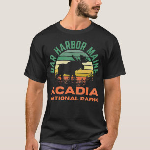 Bar Harbor Maine Acadia National Park Moose Retro T-Shirt