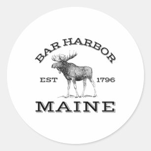 Bar Harbor Maine Elch Wandern im Freien Acadia Nat Runder Aufkleber