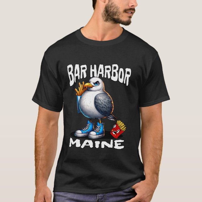 Bar Harbor Maine Funny Seagull French Fries Souven T-Shirt (Vorderseite)