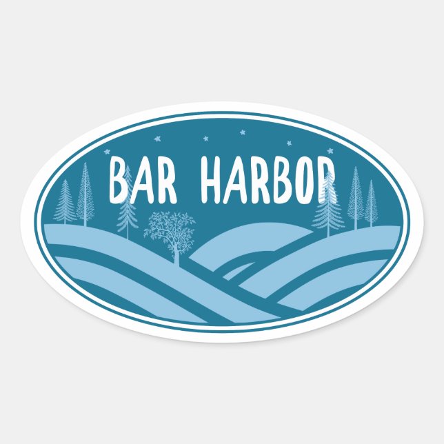 Bar Harbor Maine im Freien Ovaler Aufkleber (Vorderseite)