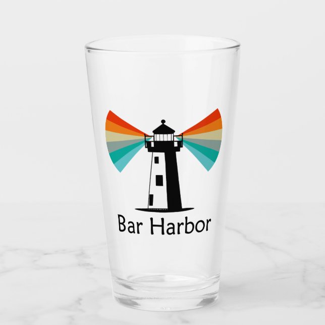 Bar Harbor Maine Leuchtturm Regenbogen Glas (Vorderseite)