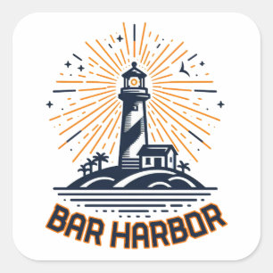 Bar Harbor Maine Leuchtturm Sonnenaufgang Quadratischer Aufkleber