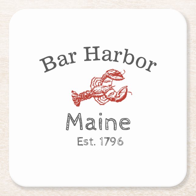 "Bar Harbor" Maine Lobster Rechteckiger Pappuntersetzer (Vorderseite)