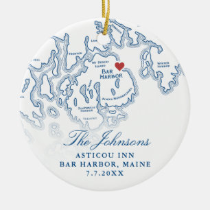 Bar Harbor Maine Map Hochzeitsstichtag Foto Weihna Keramik Ornament