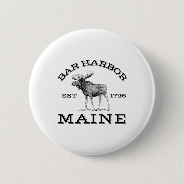 Bar Harbor Maine Moose Hiking Outdoors Acadia Nati Button (Vorderseite)