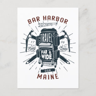 Bar Harbor Maine Rucksack-Ausrüstung Retro-Reise Postkarte