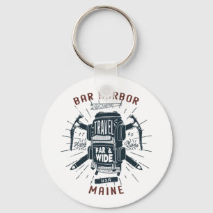 Bar Harbor Maine Rucksack-Ausrüstung Retro-Reise Schlüsselanhänger