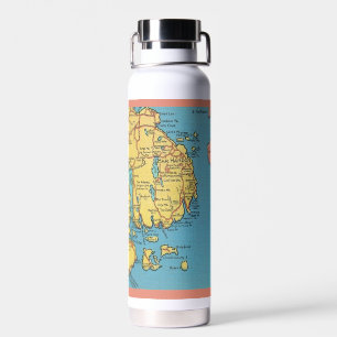 Bar Harbor Maine Vintage Karte Wasserflasche Trinkflasche