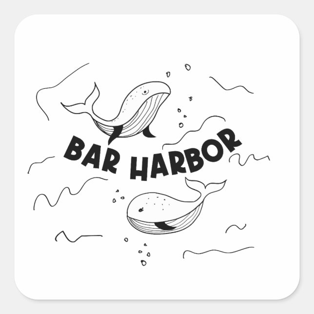 Bar Harbor Maine Whales Quadratischer Aufkleber (Vorderseite)
