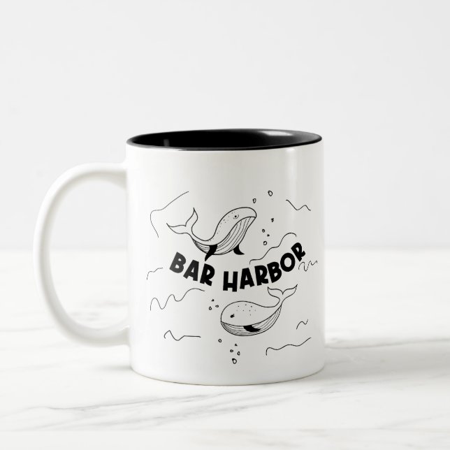 Bar Harbor Maine Whales Zweifarbige Tasse (Links)