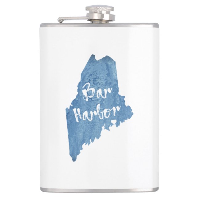 Bar Harbor Maine Wood Grain Flachmann (Vorderseite)