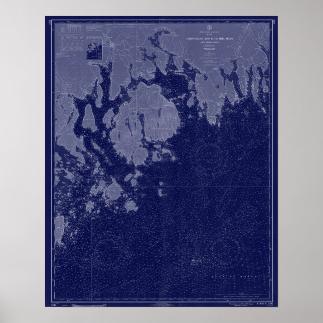 Bar Harbor Mount Desert ME Karte Seekarte Kunst Poster (Vorne)
