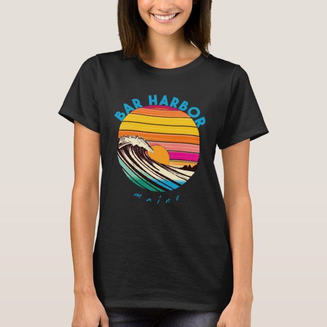 Bar Harbor Retro 1980s Beach Style Maine T-Shirt (Vorderseite)