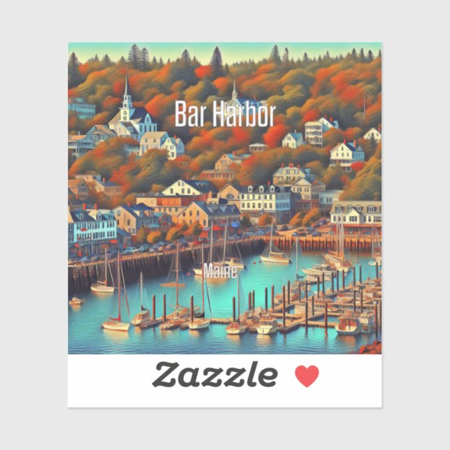 Bar Harbour Maine 3 Inch Vinyl Sticker (Blatt)