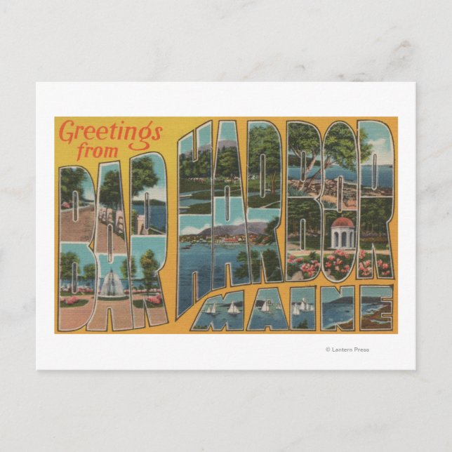 Bar Harbour, Maine - Großbuchstaben Postkarte (Vorderseite)