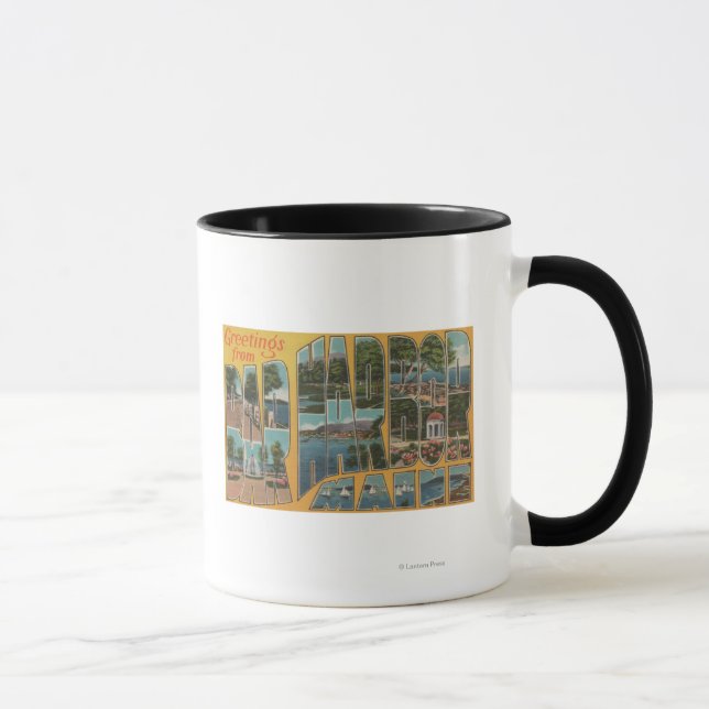 Bar Harbour, Maine - Großbuchstaben Tasse (Rechts)