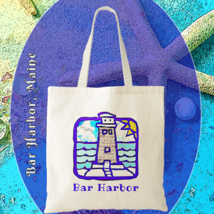 Bar Harbour Maine Lighthouse and Ocean Waves Bag Tragetasche