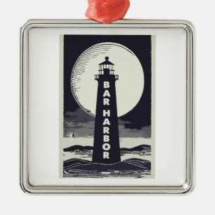 Bar Harbour Maine Lighthouse Moon Ornament Aus Metall