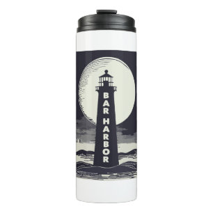 Bar Harbour Maine Lighthouse Moon Thermosbecher