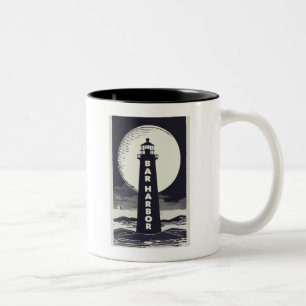 Bar Harbour Maine Lighthouse Moon Zweifarbige Tasse