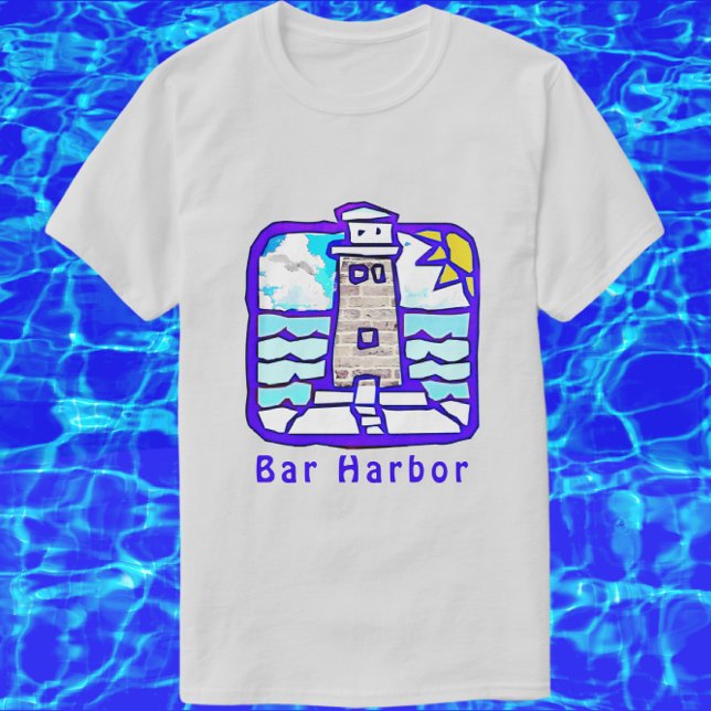 Bar Harbour Maine Lighthouse Ocean Waves Shirt (Von Creator hochgeladen)