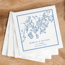 Bar Harbour Maine Map Navy Elegant Wedding Serviette