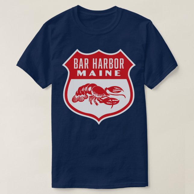 Bar Harbour Maine Retro Shield Red T-Shirt (Design vorne)