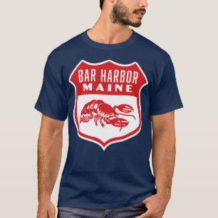 Bar Harbour Maine Retro Shield Red T-Shirt