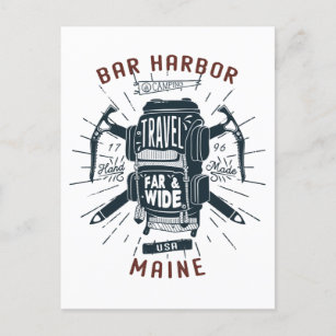 Bar Harbour Maine Rucksack Gear Retro Travel Postkarte