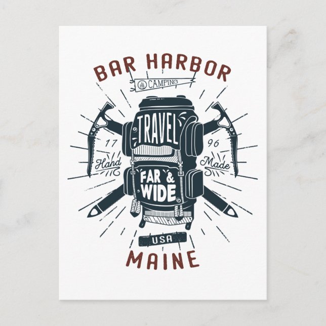 Bar Harbour Maine Rucksack Gear Retro Travel Postkarte (Vorderseite)