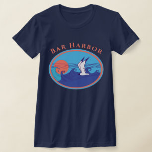 Bar Harbour Maine Seagull Ocean Waves and Sun T-Shirt