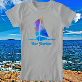 Bar Harbour Maine Watercolor Sailboat T-Shirt