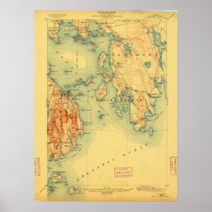 Bar Harbour ME Vintage Karte Poster