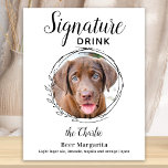 Bar Haustier-Hochzeitsstich-Foto Poster<br><div class="desc">Signature Drinks von deinen Haustieren! Bringen Sie Ihren besten Hund, die beste Katze und jedes Haustier in Ihre Hochzeit mit einem eigenen Bar für Ihre Gäste. Ideal für Hundeliebhaber, und ein spezielles Hundeschlitten Bar wird bei Ihrer Hochzeit ein Hit sein. Einfach aber elegant weiß mit schwarzen Skizzen Eukalyptus-Blätter. Passen Sie...</div>