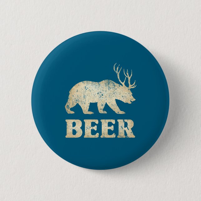 Bär Hirsch Vintage Bier  Button (Vorderseite)