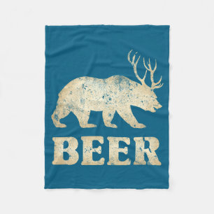 Bär Hirsch Vintage Bier Fleecedecke