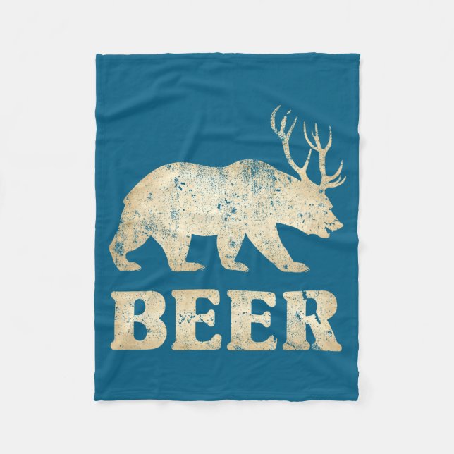 Bär Hirsch Vintage Bier  Fleecedecke (Vorderseite)