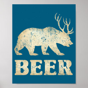 Bär Hirsch Vintage Bier Poster
