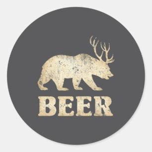 Bär Hirsch Vintage Bier Runder Aufkleber