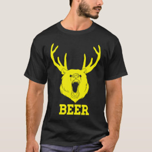 Bär Hirschgeweih Lustiges Craft Beer Retro Grafik T-Shirt