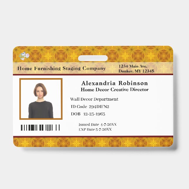 Bar-ID für benutzerdefinierte Mitarbeiter Ausweis (Vorderseite)