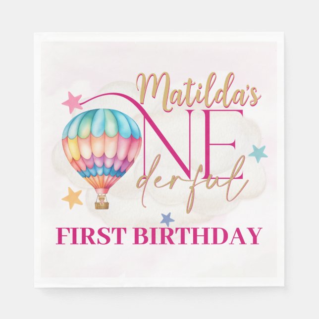 Bär im Balloon Standard Party Napkins Serviette (Vorderseite)