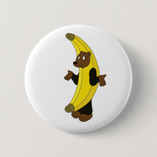 Bär im Bananen-Anzug Button (Vorderseite)