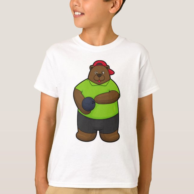 Bär im Bowling mit Bowlingball T-Shirt (Vorderseite)