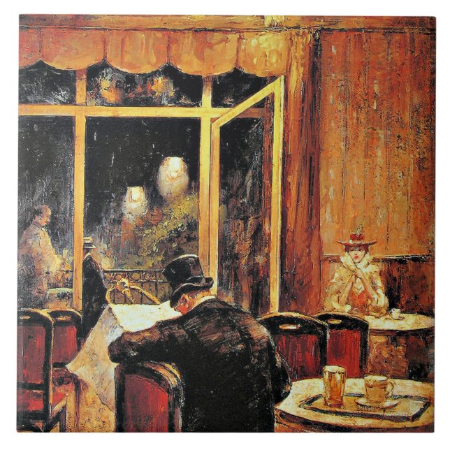 Bar im Cafe Bauer von Lesser Ury Fliese (Vorderseite)