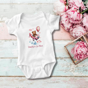 Bär im Flugzeug Daddy Co-Pilot Baby Mädchen Strampler