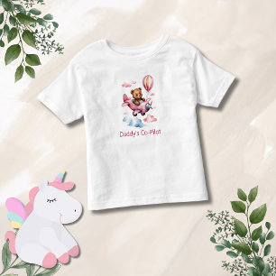 Bär im Flugzeug Daddy's Co-Pilot Mädchen Geschenk Kleinkind T-shirt