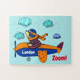 Bär im Flugzeug! Personalisiertes Kind Puzzle